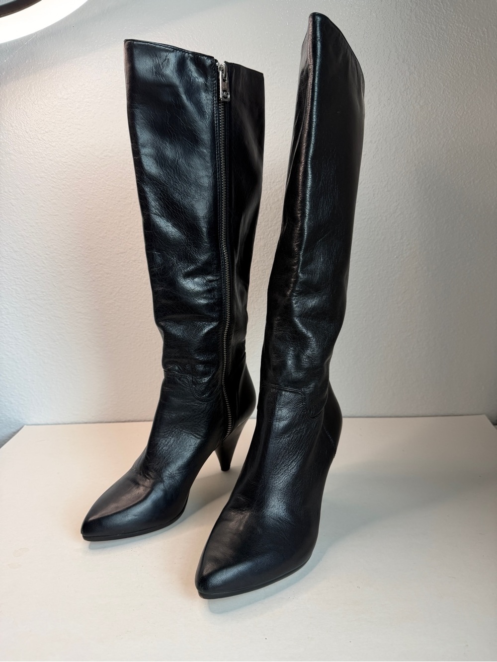 Michael Kors Y2K Black Leather Tall Heeled Boots